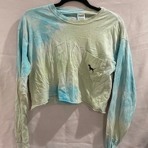 Pink, women’s cropped tie dye shirt